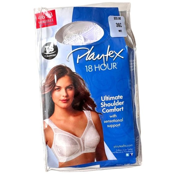 New Playtex 18 Hour Original Comfort Strap Wirefree Bra Sz 36C Floral La… - Picture 7 of 12